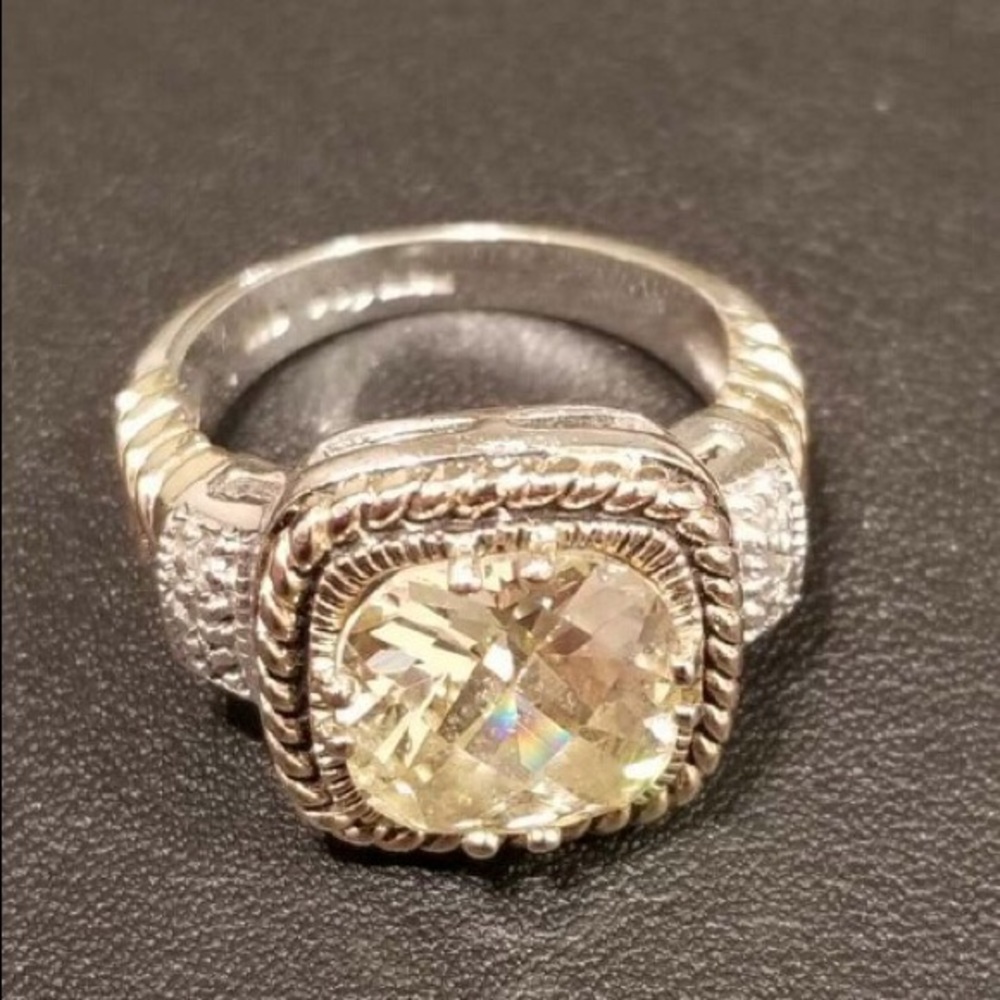 Lia Sophia Yellow Stone and Crystal Ring